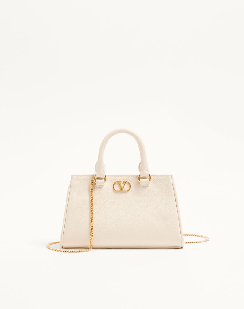 Bolsa Mini VLogo Signature em couro de bezerro granulado