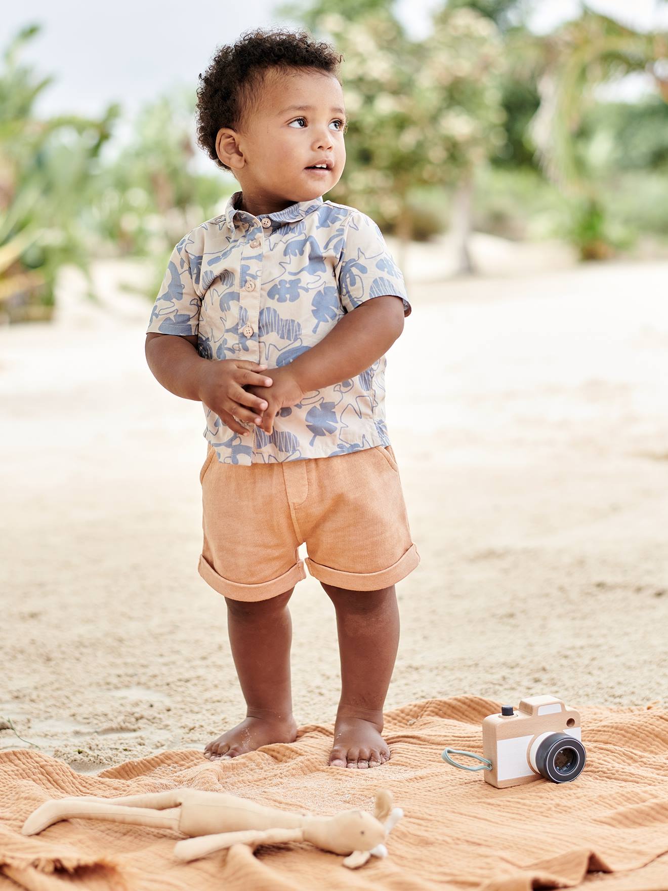 Vertbaudet Baby Hemd mit kurzen Ärmeln - beige