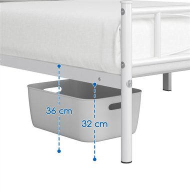 Yaheetech Metallbett, Bettrahmen mit Kopfteil Gästebett mit Lattenrost für Schlafzimmer