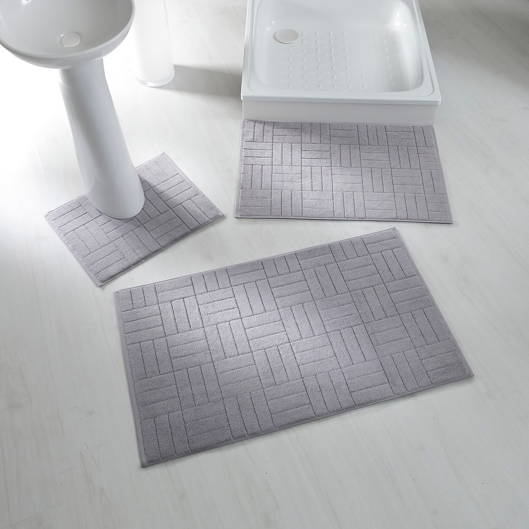 Tapis de bain éponge motif parquet