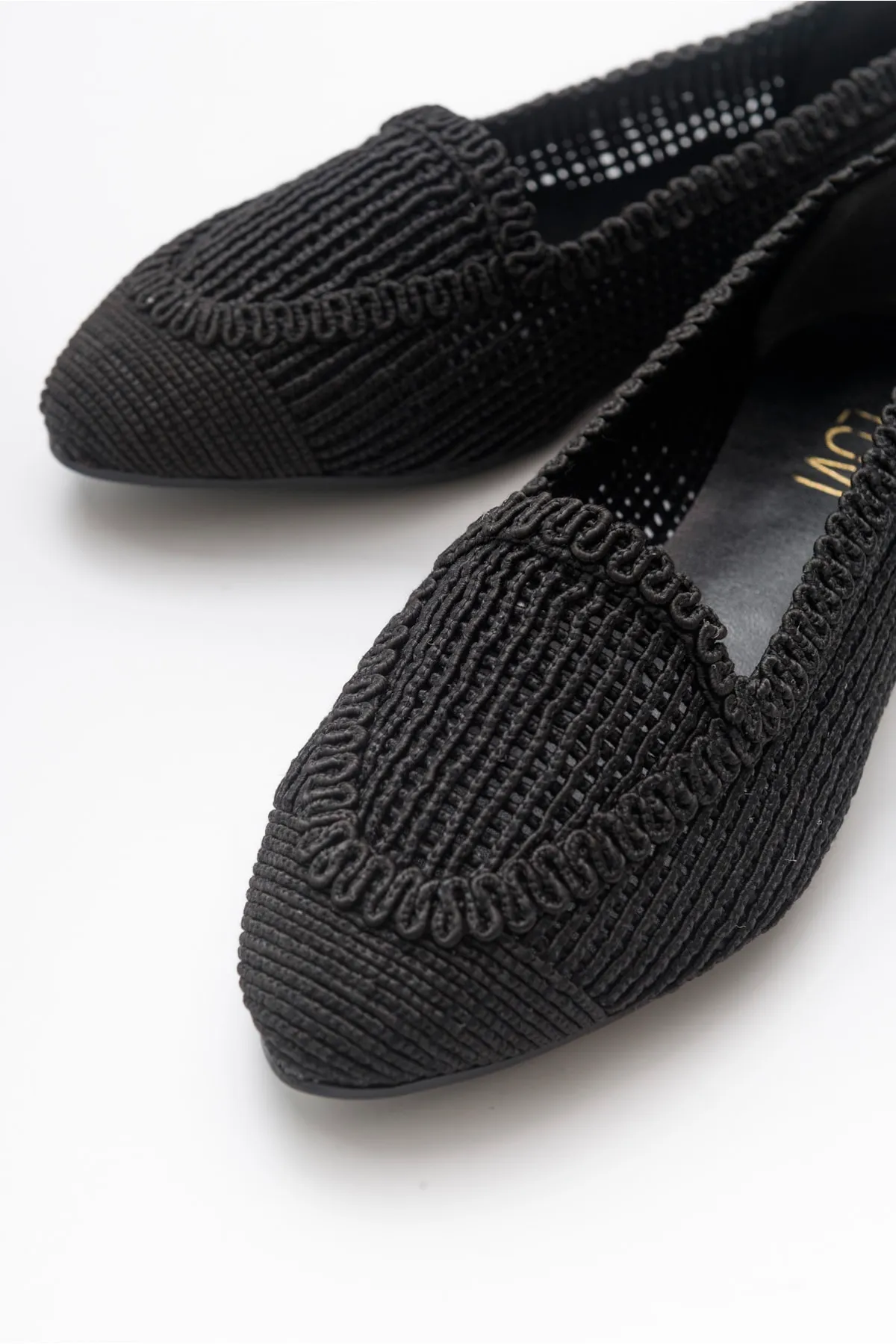 LuviShoes  Schwarze gestrickte Ballerina-Schuhe für Damen 101