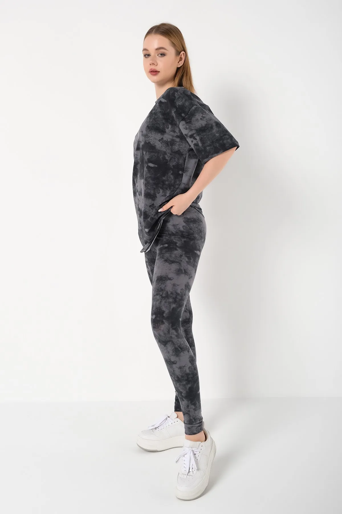 Know  Grau-schwarzes Batik-Strumpfhosen-Set für Damen