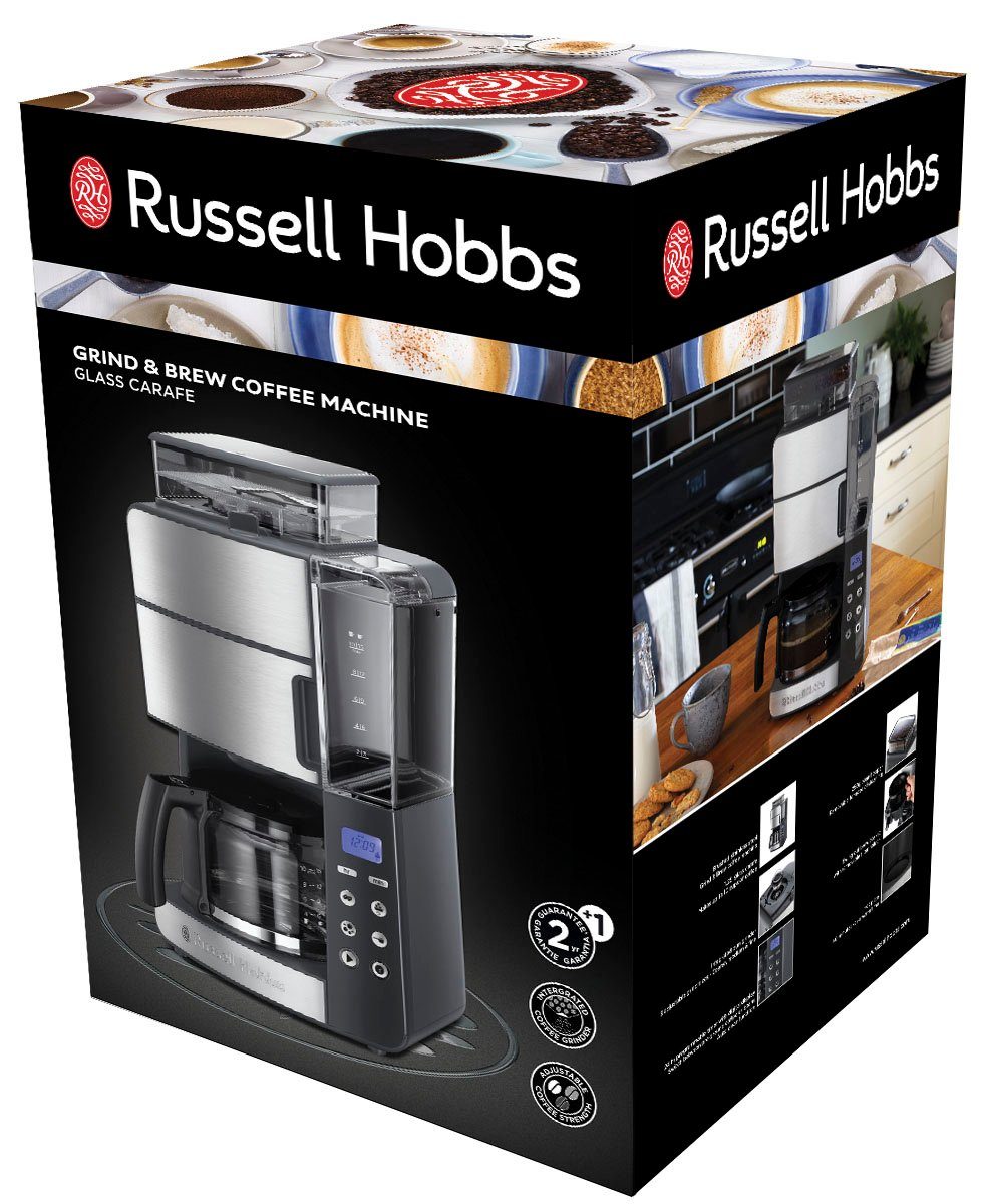RUSSELL HOBBS Kaffeemaschine mit Mahlwerk Grind & Brew 25610-56, 1,25l Kaffeekanne, Papierfilter 1x4