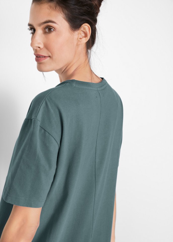 Knieumspielendes Oversized-Baumwoll-Kleid in O-Shape, 1/2-Arm