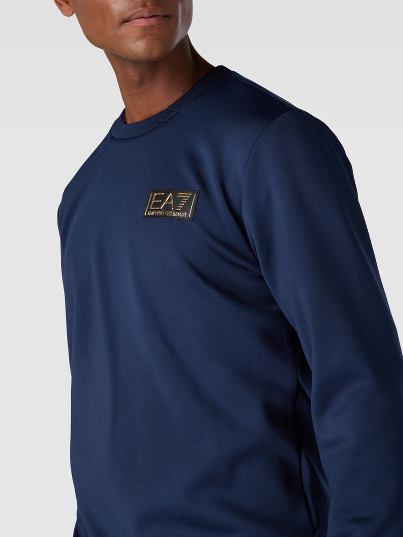 Sweatshirt mit Label-Detail in marineblau