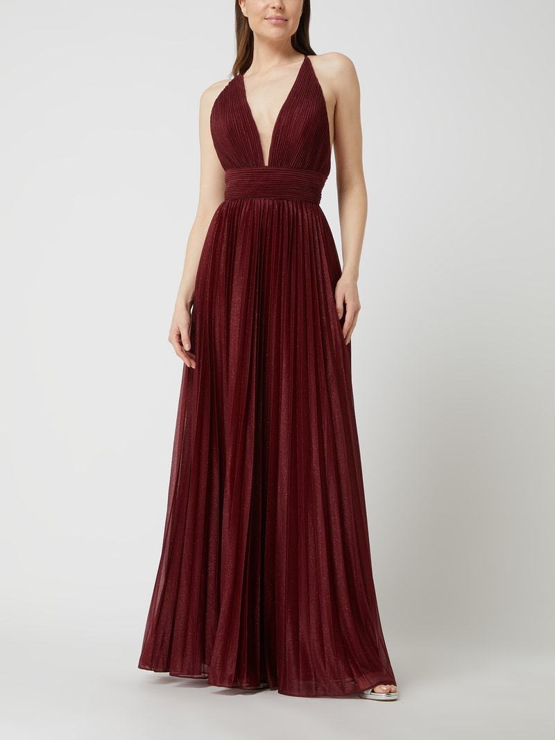 Abendkleid mit Glitter-Effekt in metallic rot