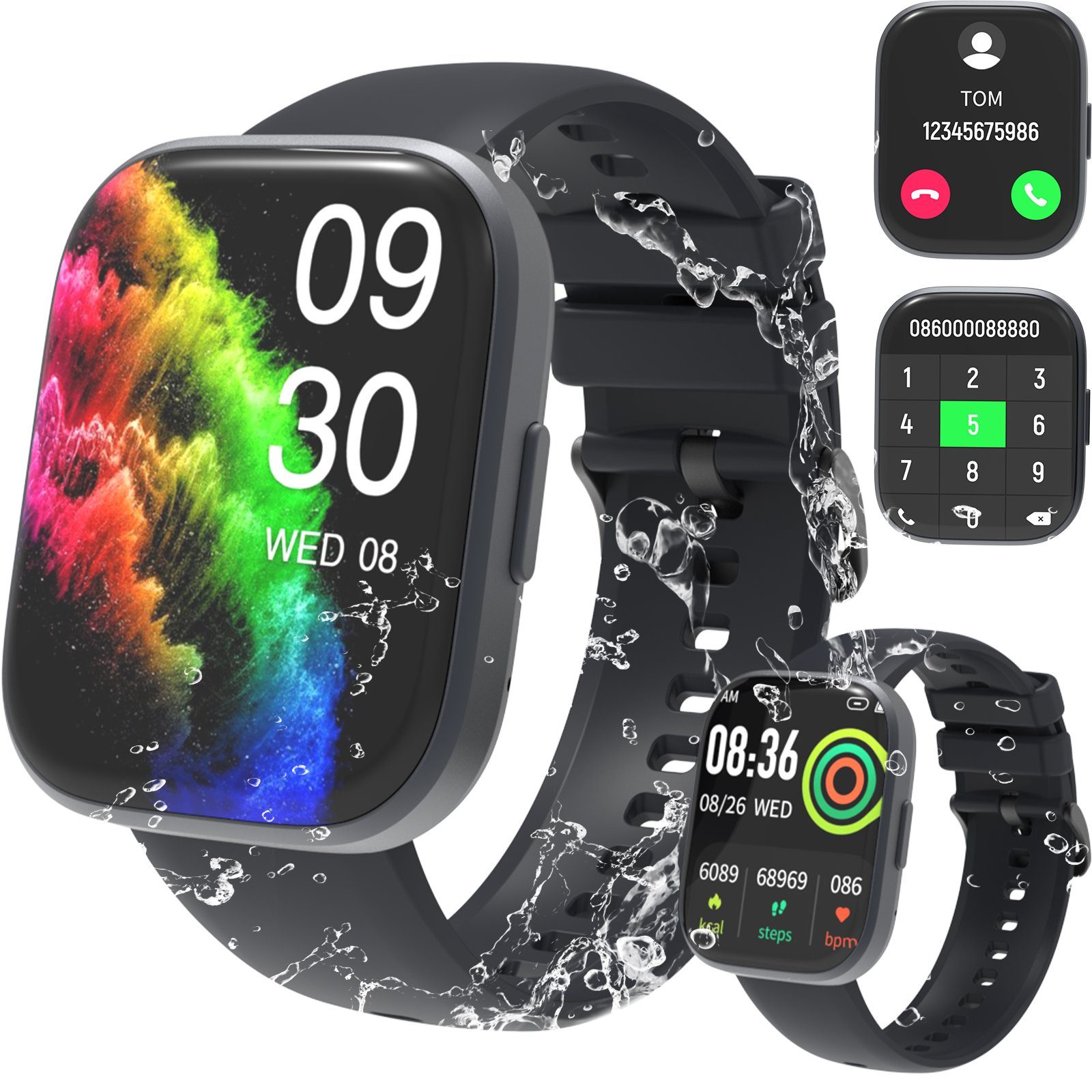 iceagle Smartwatch,Fitnessuhr Tracker mit Telefonfunktion 1.96