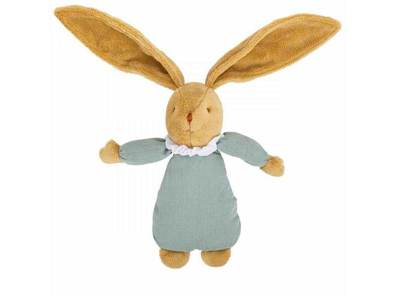 Lapin Doudou Musical - Coton Bio Celadon 25Cm