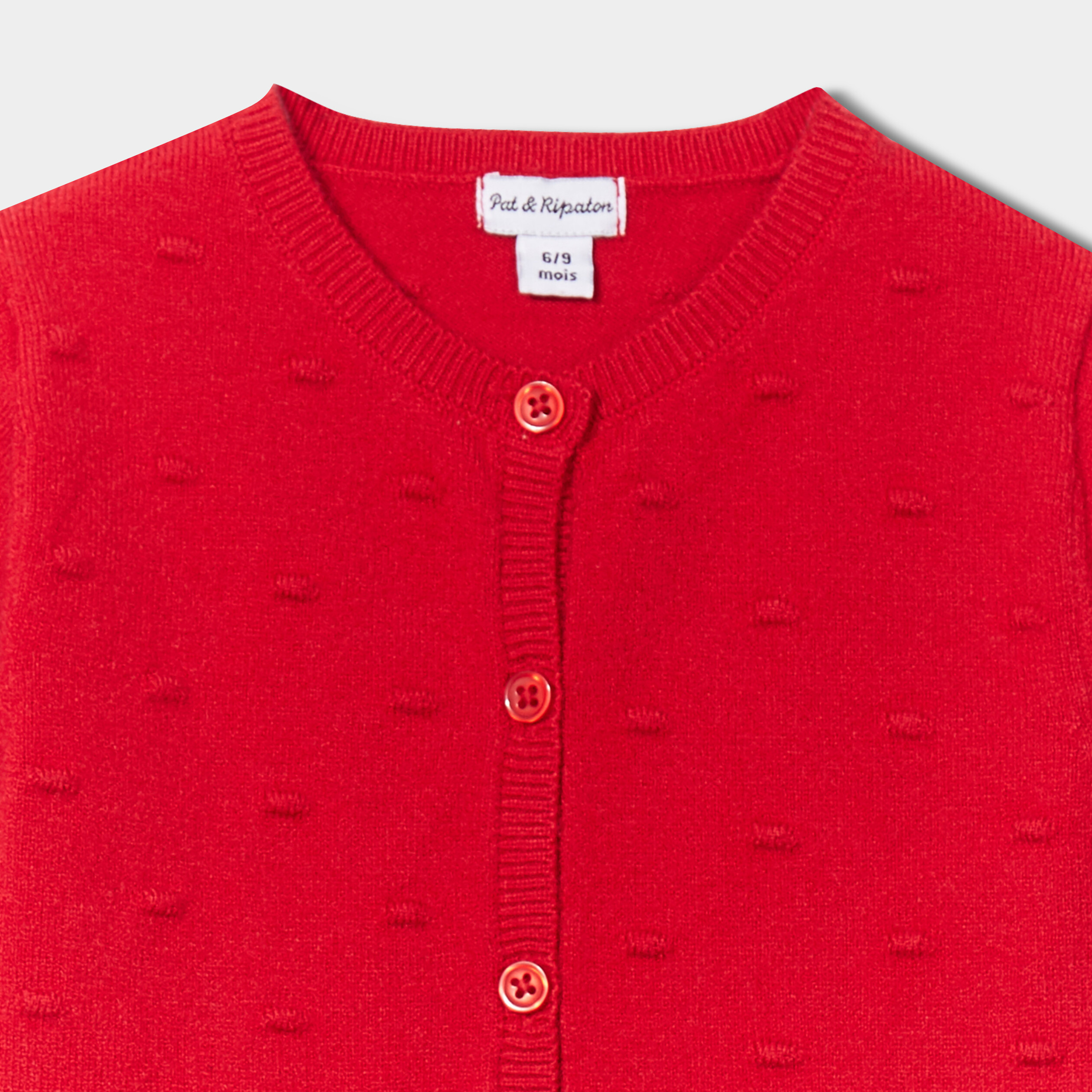 Gilet à boutons col rond manches longues rouge bébé fille | La Halle