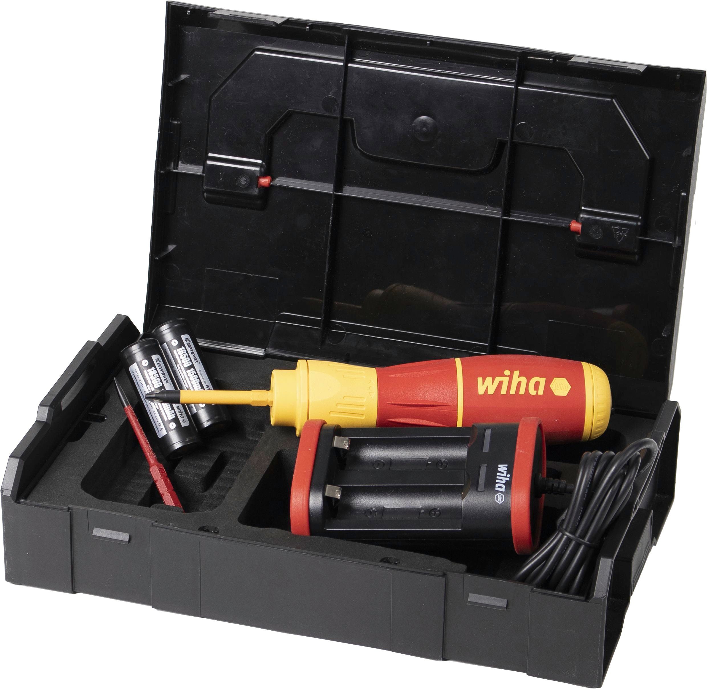 Wiha Schraubendreher E-Schraubendreher speedE® II electric (44318), (Set), 7-tlg. mit slimBits, Batterien und USB-Ladegerät in L-Boxx Mini