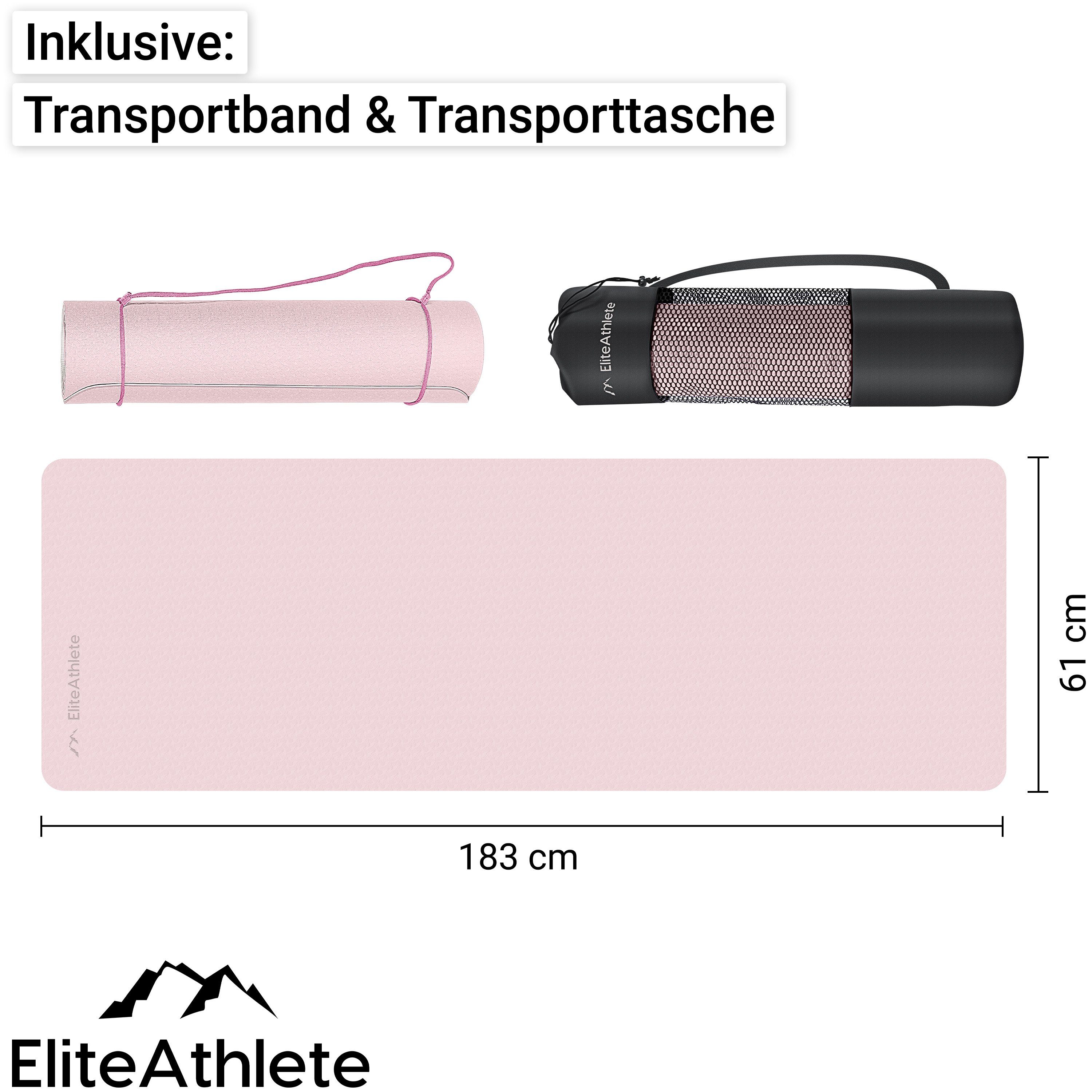 EliteAthlete Yogamatte EliteAthlete® Yogamatte - Sportmatte - Fitnessmatte - Yoga Matte (Set bestehend aus: Matte, Transporttasche, Transportband)