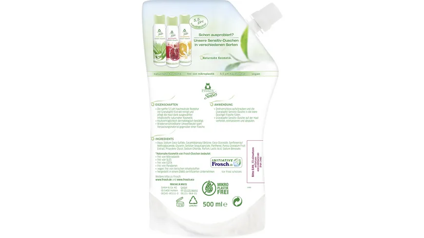 Frosch Senses Granatapfel Sensitiv Dusche 500 ml