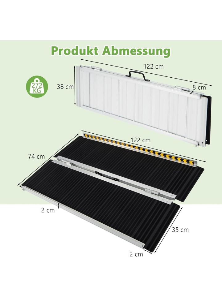 COSTWAY Rollstuhlrampe 122x74cm in Schwarz günstig kaufen onesize
