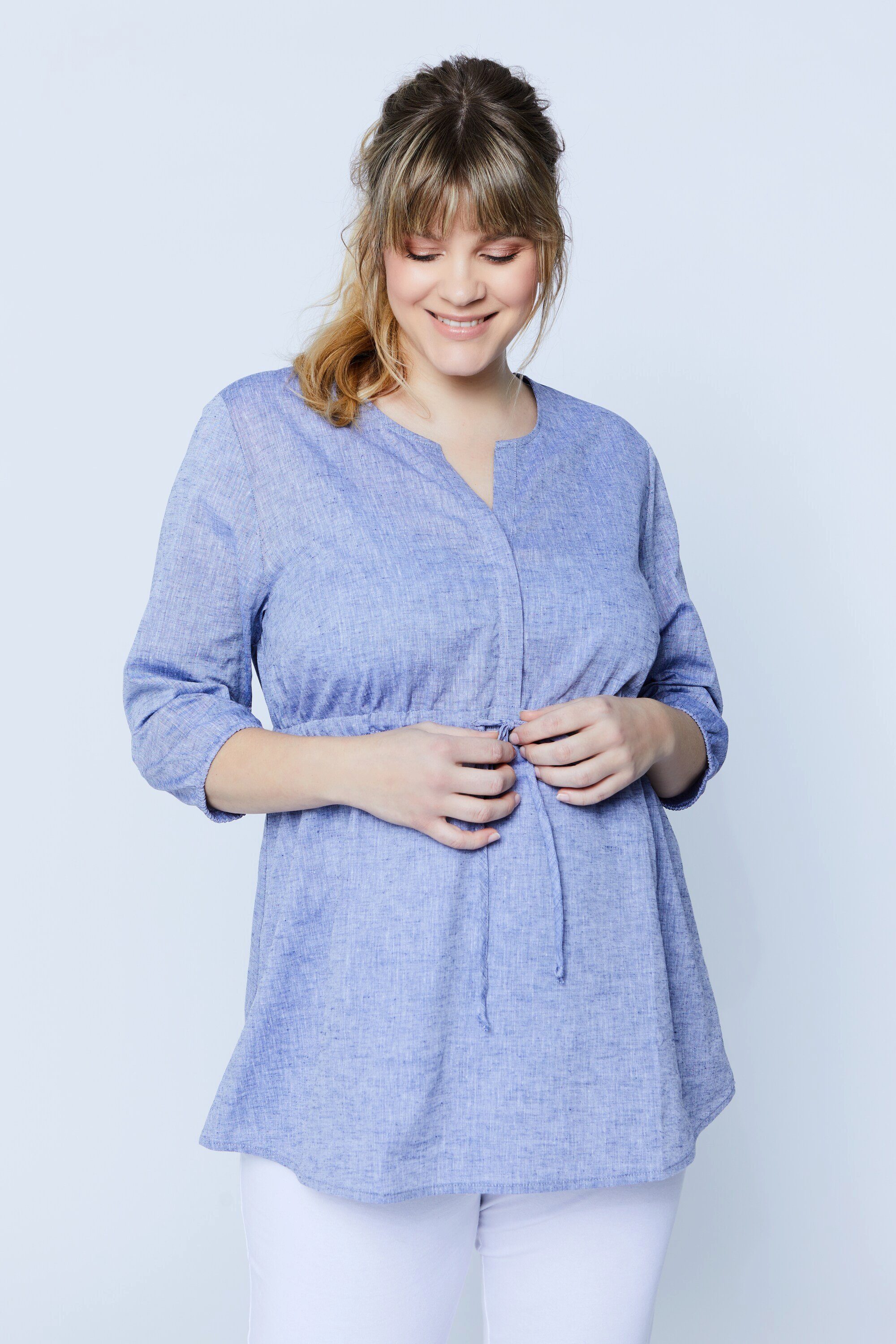 Ulla Popken Umstandsbluse Bellieva-Bluse A-Line elastische Taille 3/4-Ärmel