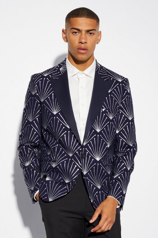 Lockerer Blazer mit Folien-Print