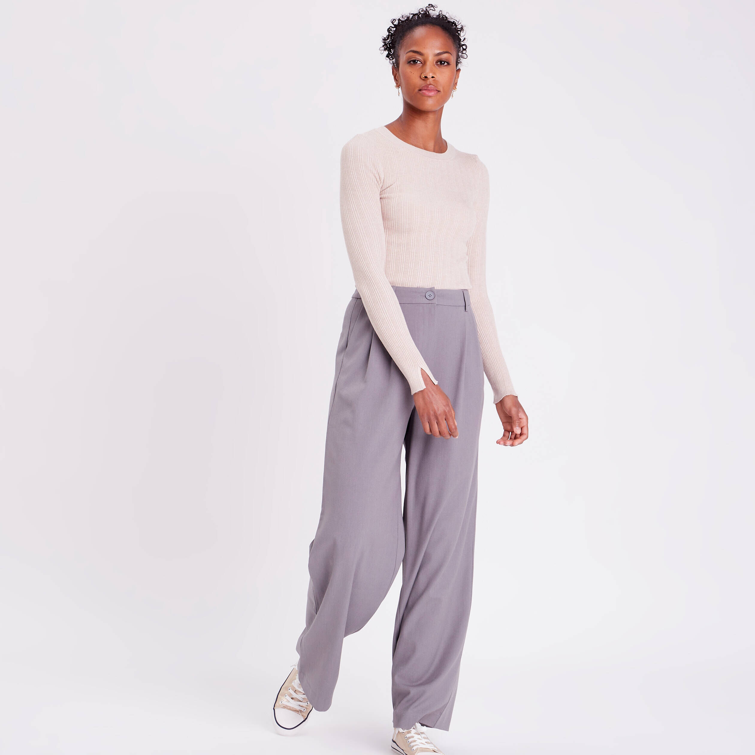Pantalon city droit pinces gris foncé femme | Cache Cache
