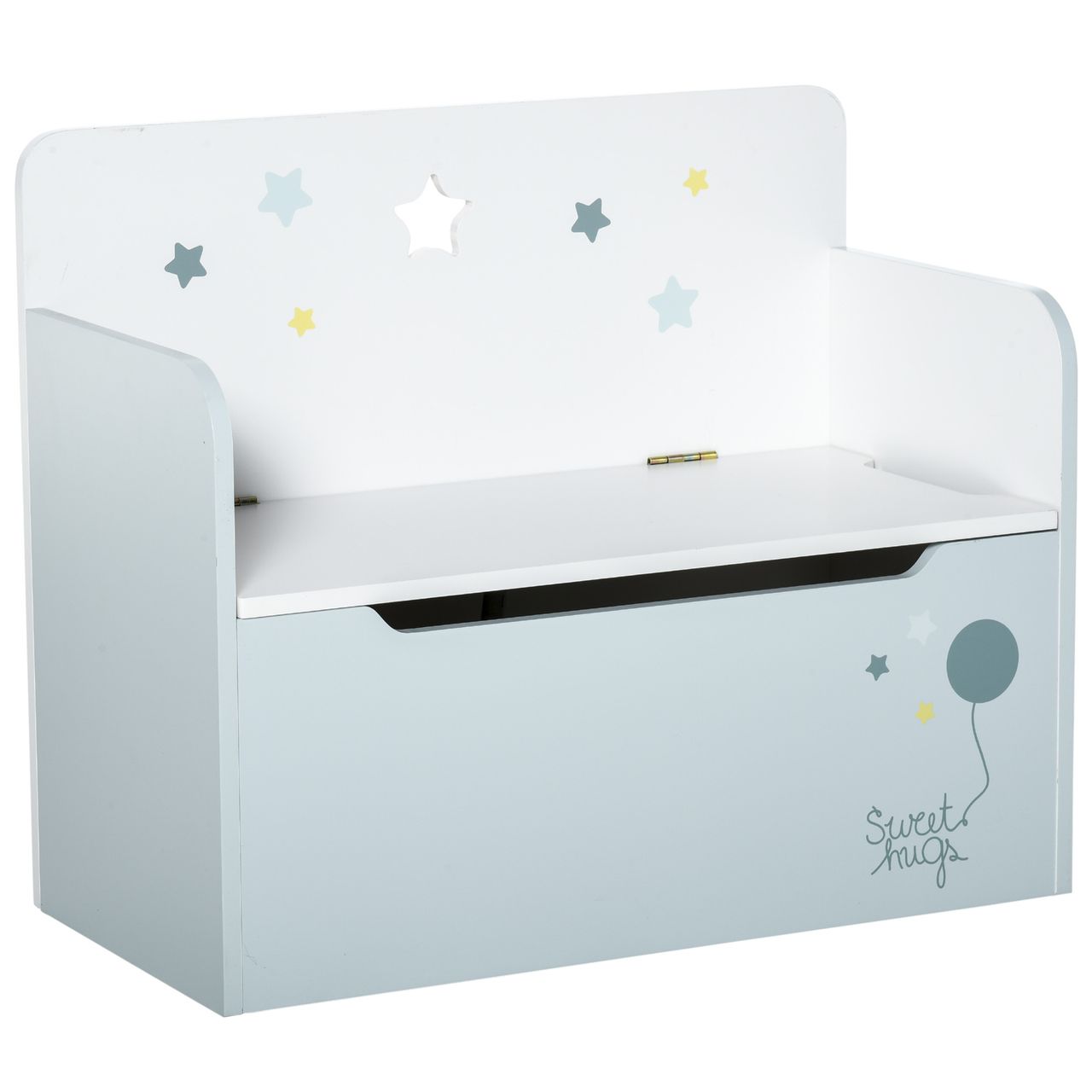 HOMCOM Kindersitzbank mit Stauraum 2-in-1 Truhenbank Spielzeugkiste Aufbewahrungstruhe 3-8 Jahre Kindermöbel Hellblau 60 x 30 x 50 cm