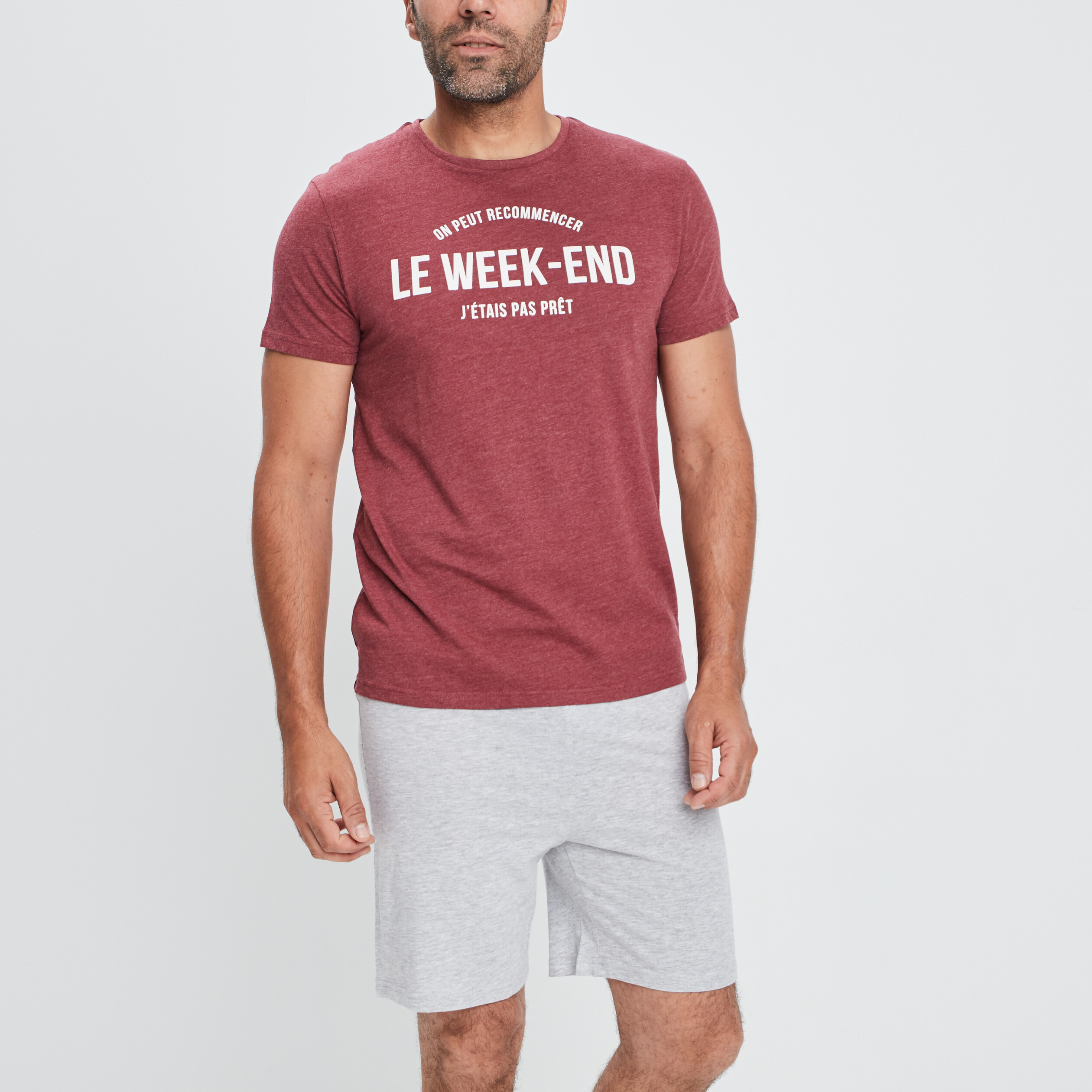 Ensemble pyjama 2 pièces bordeaux homme | La Halle