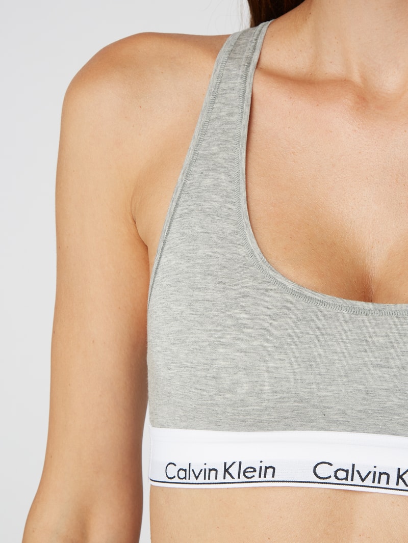 Bustier mit Logo-Bund in hellgrau meliert