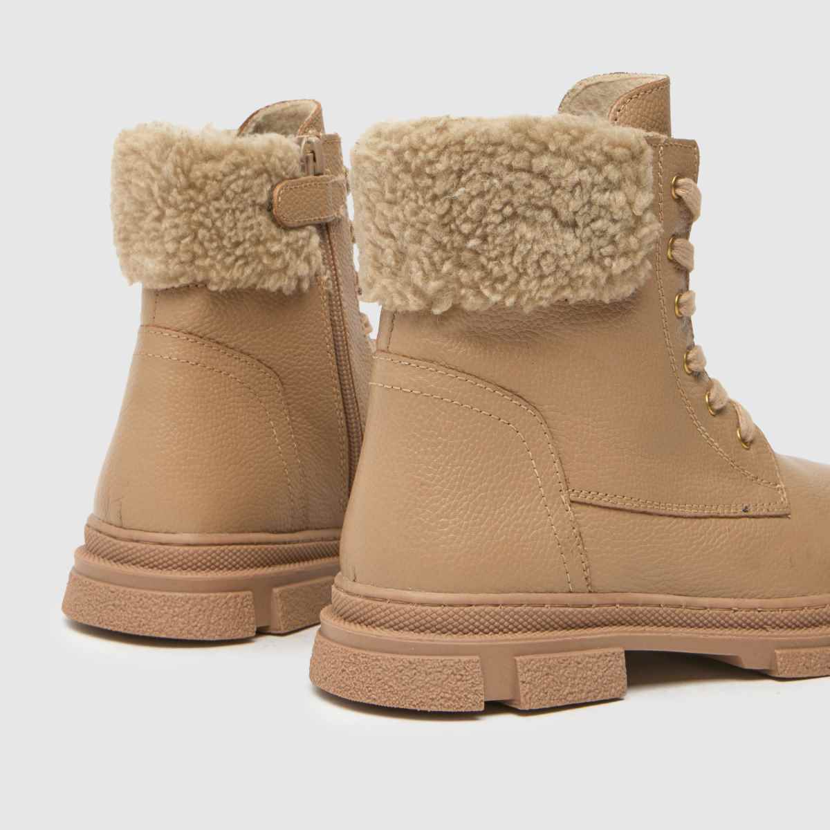 Schuh naturliga Charley-läderpälsstövlar för flickor, junior