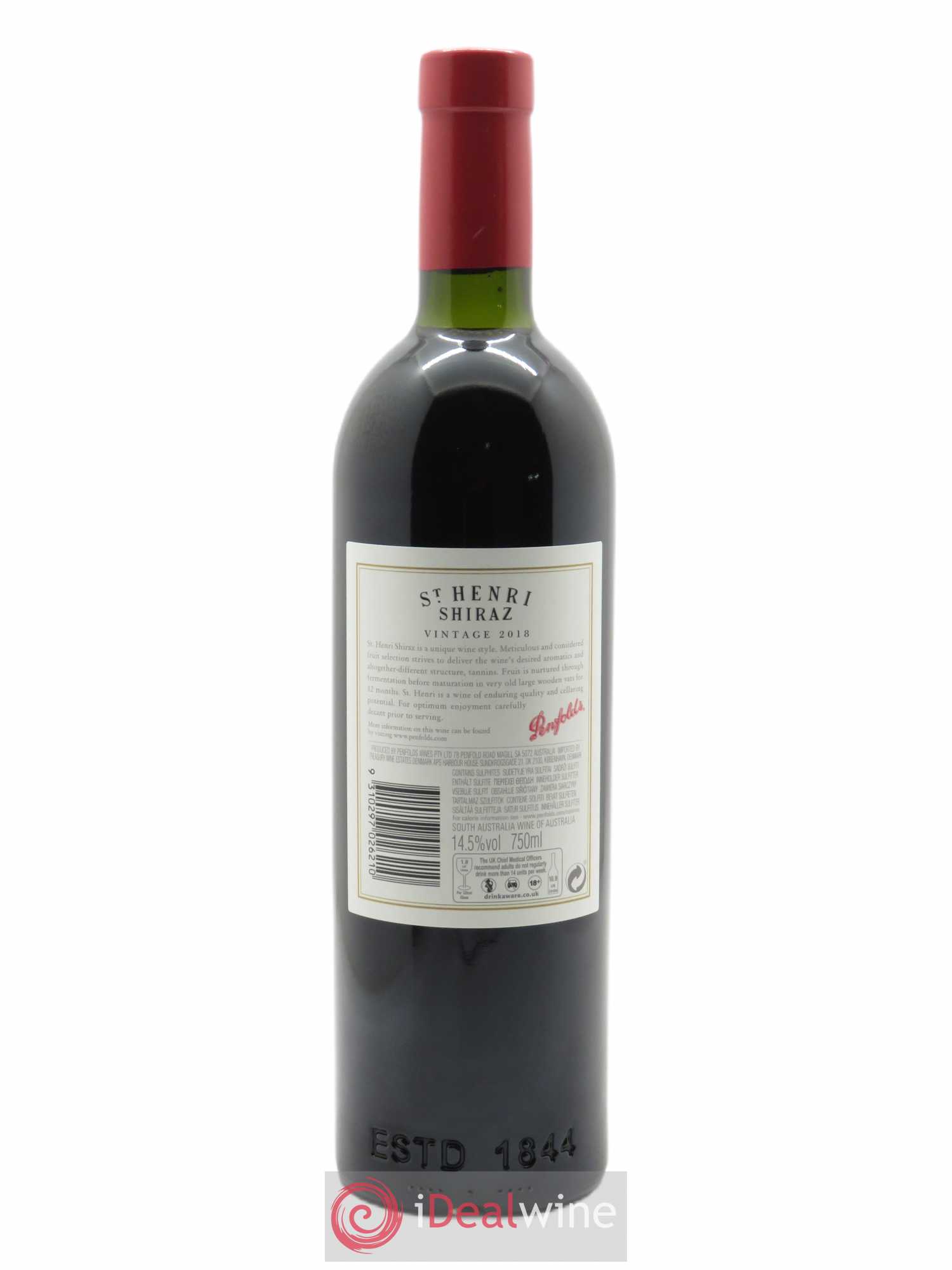 South Australia Penfolds Wines Saint Henri Shiraz  2018 - Lot de 1 Bouteille