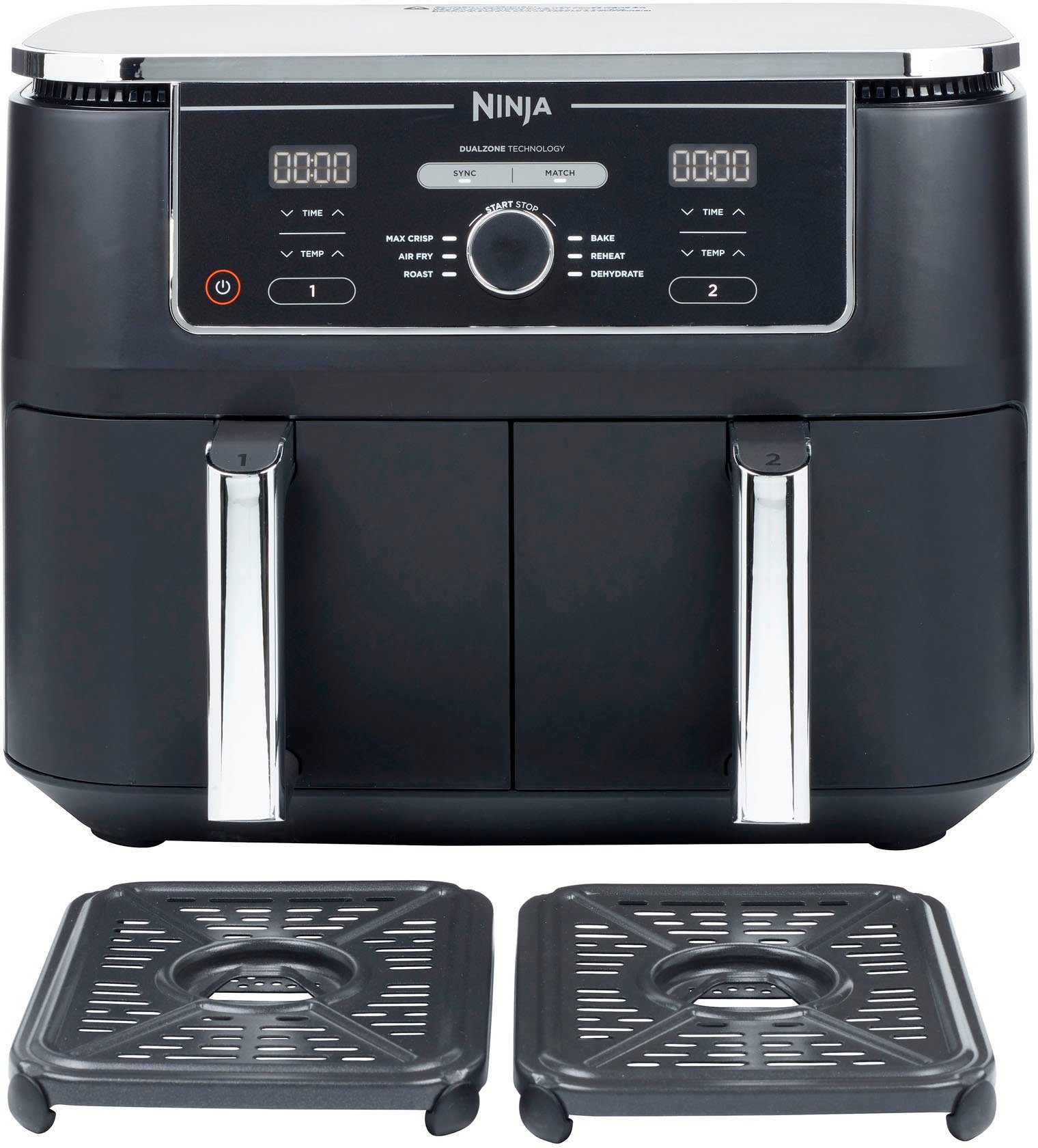 NINJA Heißluftfritteuse Foodi AF400EU Dual Zone Airfryer, 2470 W, Kapazität je 1,4 kg, incl. 2 Crisper Gittereinsätze