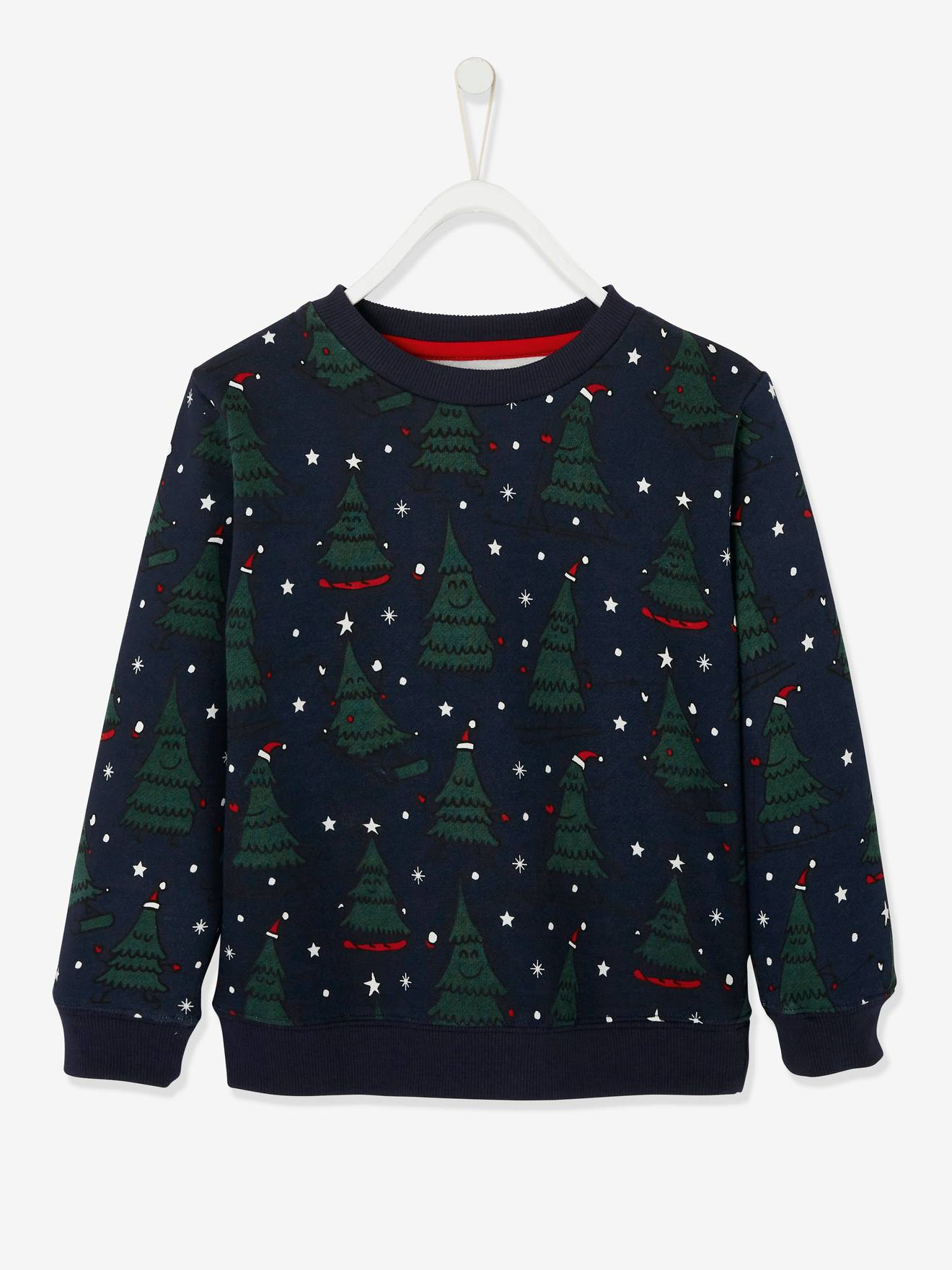 Sweat de noël garçon motifs ludiques marine