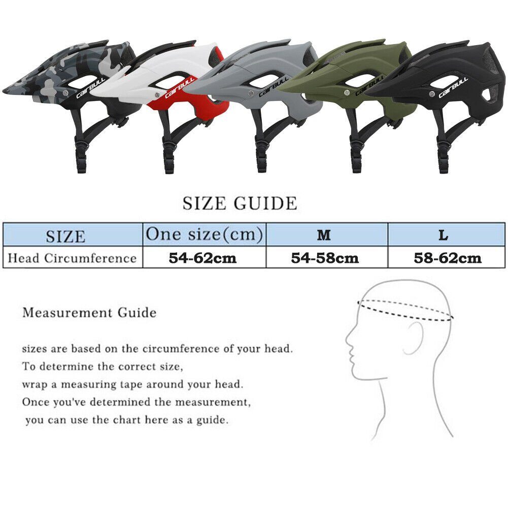 meeteu Fahrradhelm Herren Damen MTB Helm (2 Größen M (54-58cm), L (58-62cm), 3 Farben Mountainbike Helm), Einstellbare Kopfgröße, Abnehmbare Krempe