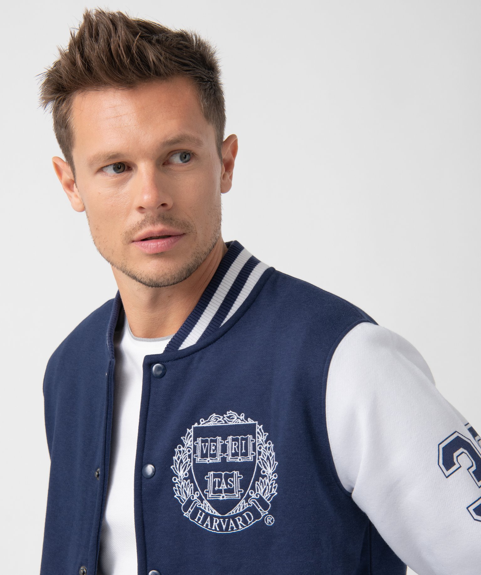 Sweat bomber homme fermé par boutons pressions - Harvard bleu | GEMO
