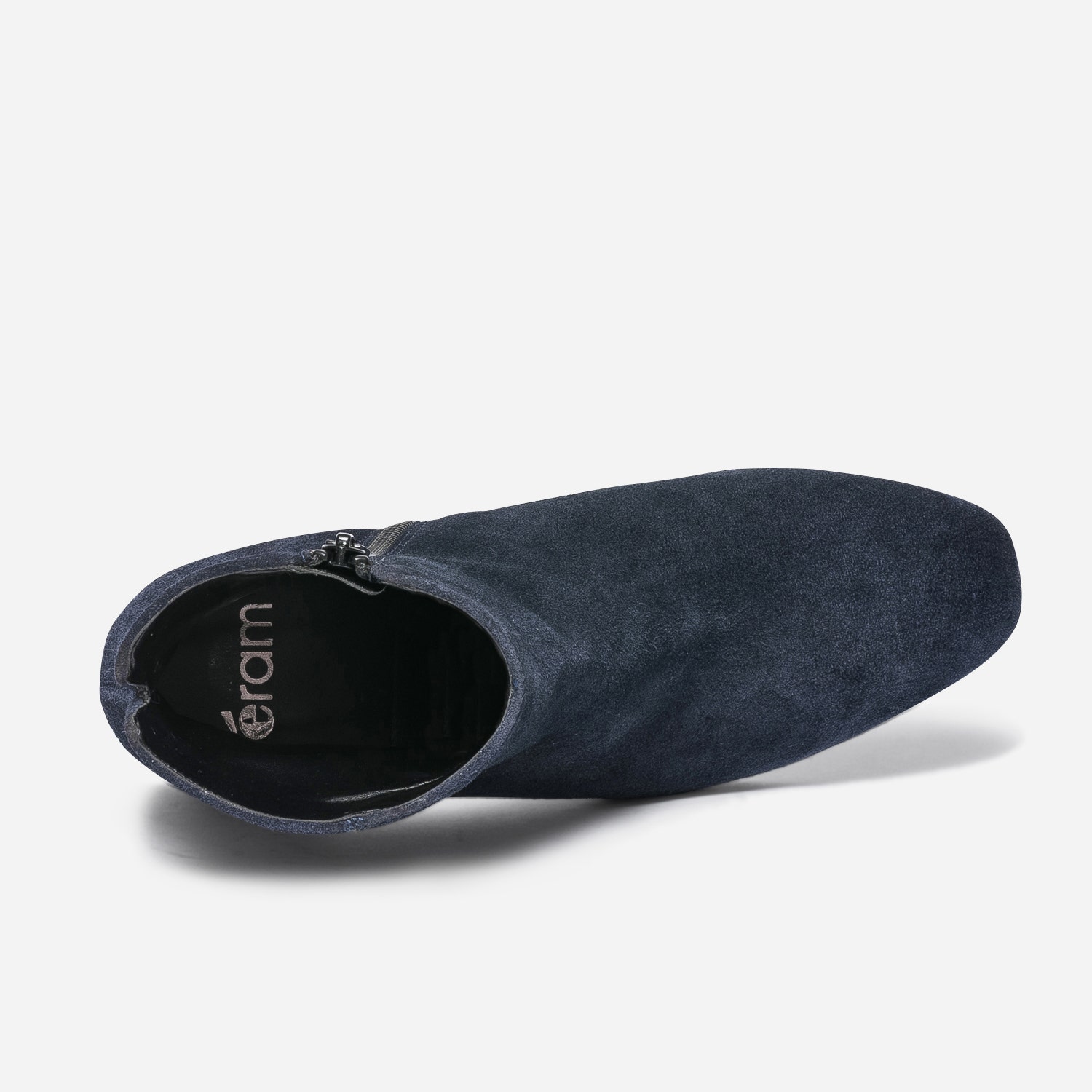 Boots marine en cuir avec couture côté