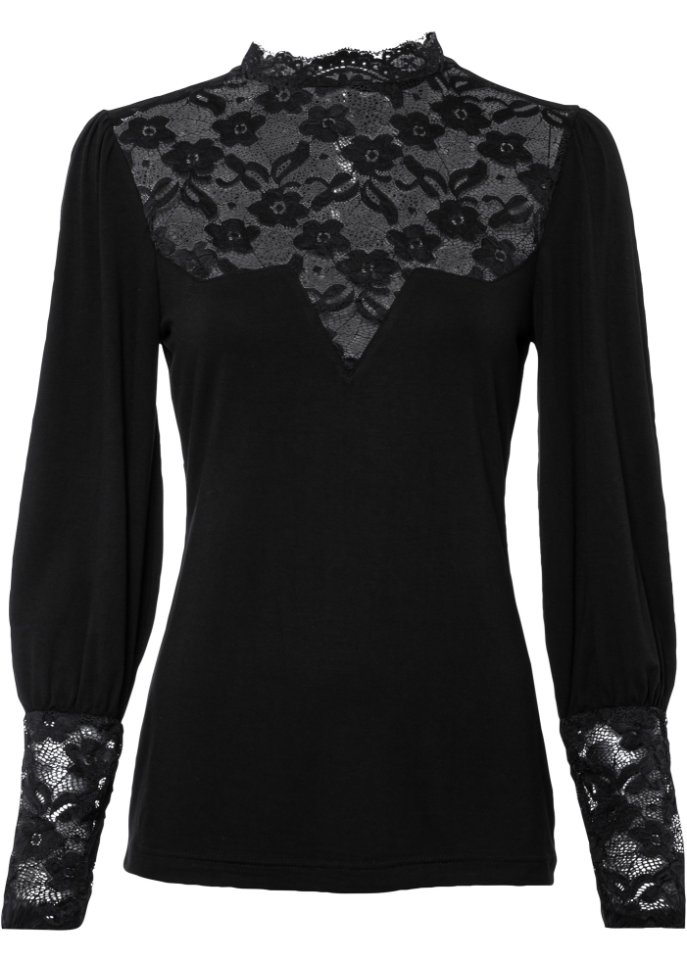 Langarmshirt mit Spitze