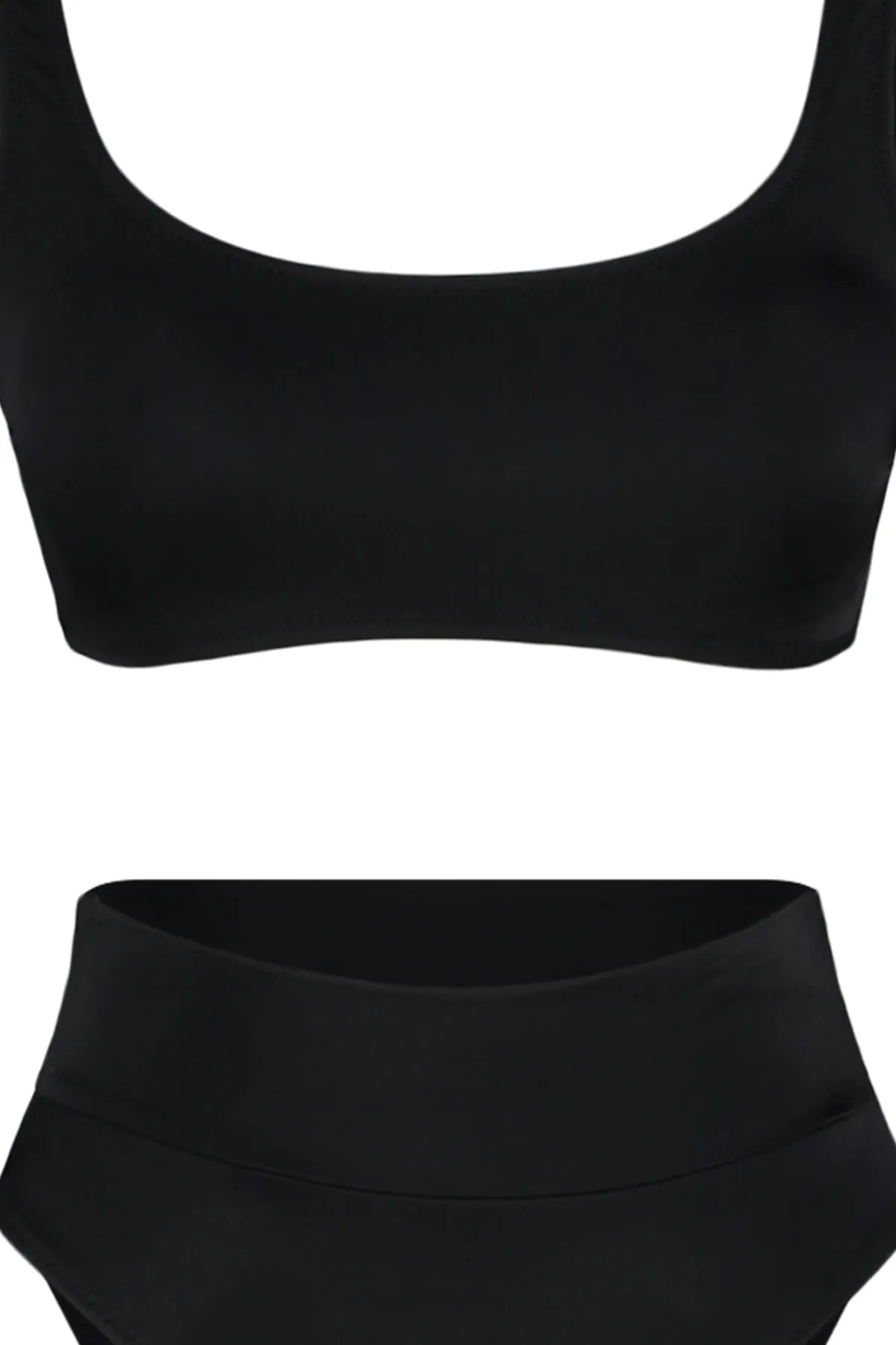 Trendyol Collection  Schwarzes Bralet-Bikiniset mit hoher Taille und hohem Beinausschnitt, reguläres Bikini-Set TBESS22BT0010