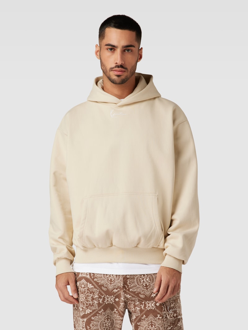 Hoodie mit Känguru-Tasche Modell 'Signature' in beige