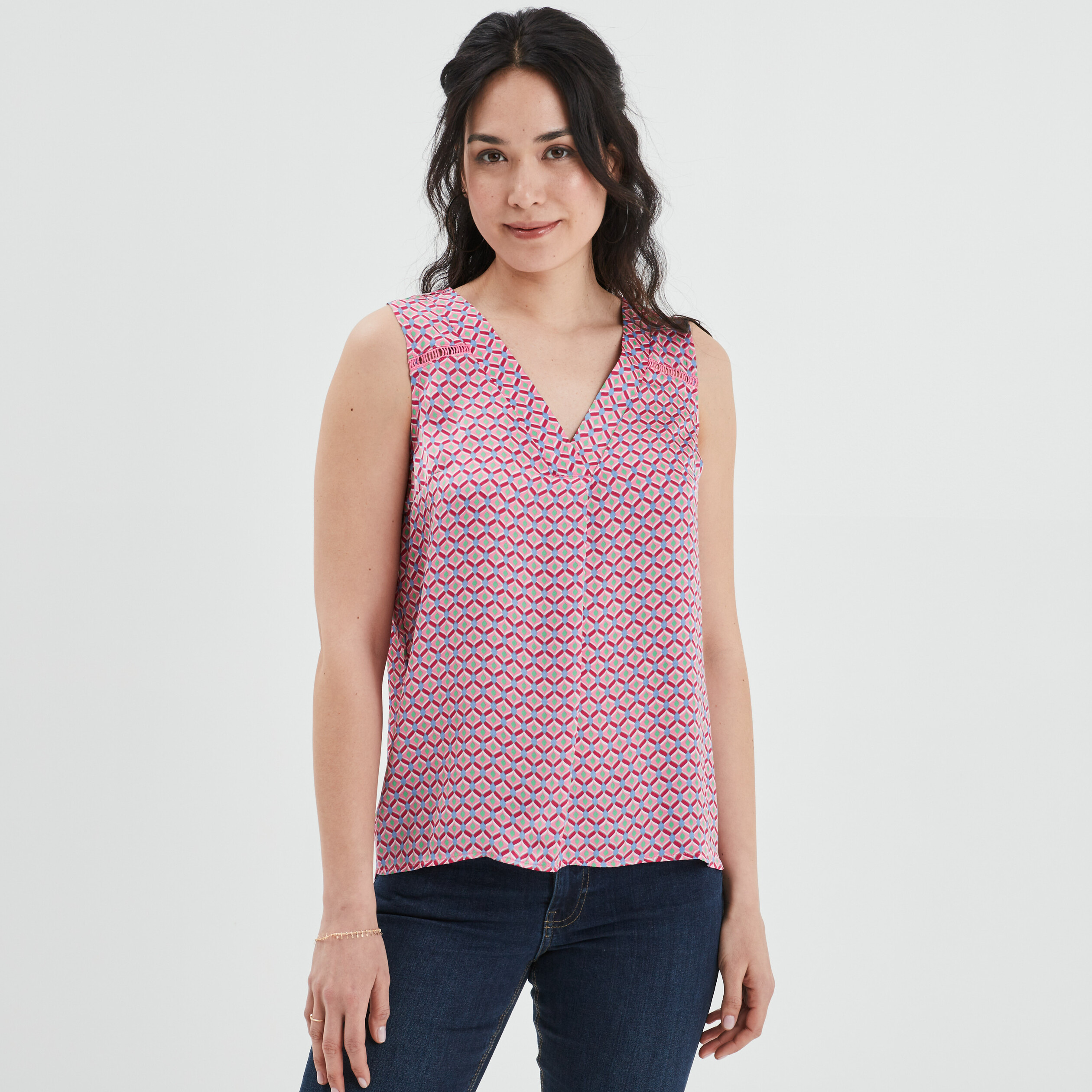 Blouse sans manches col V rose femme | La Halle