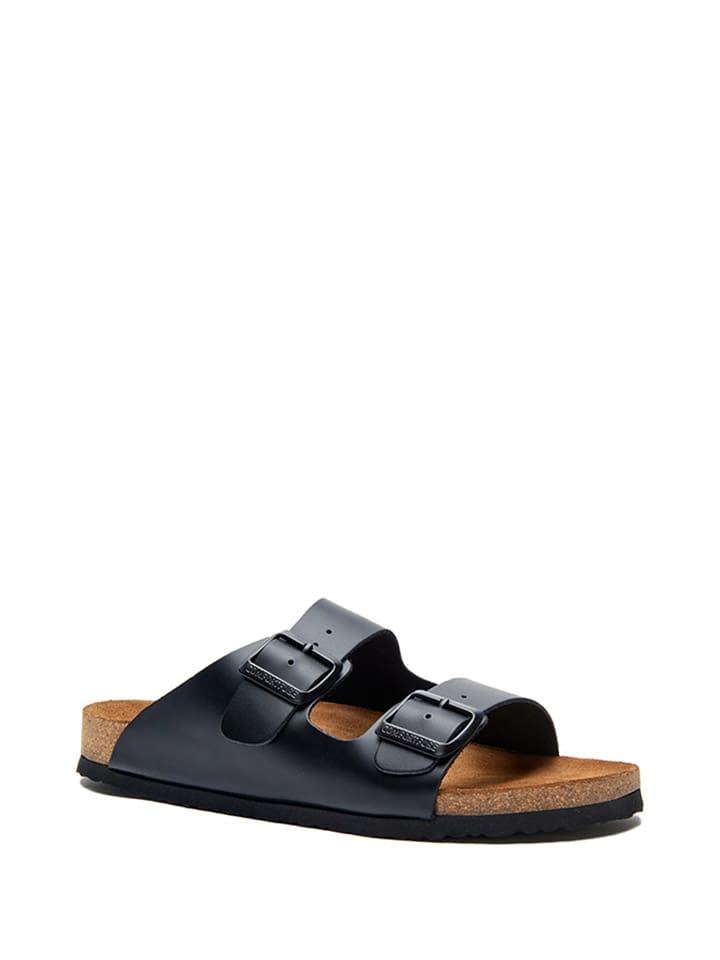 Comfortfusse Leder-Pantoletten in Schwarz günstig kaufen