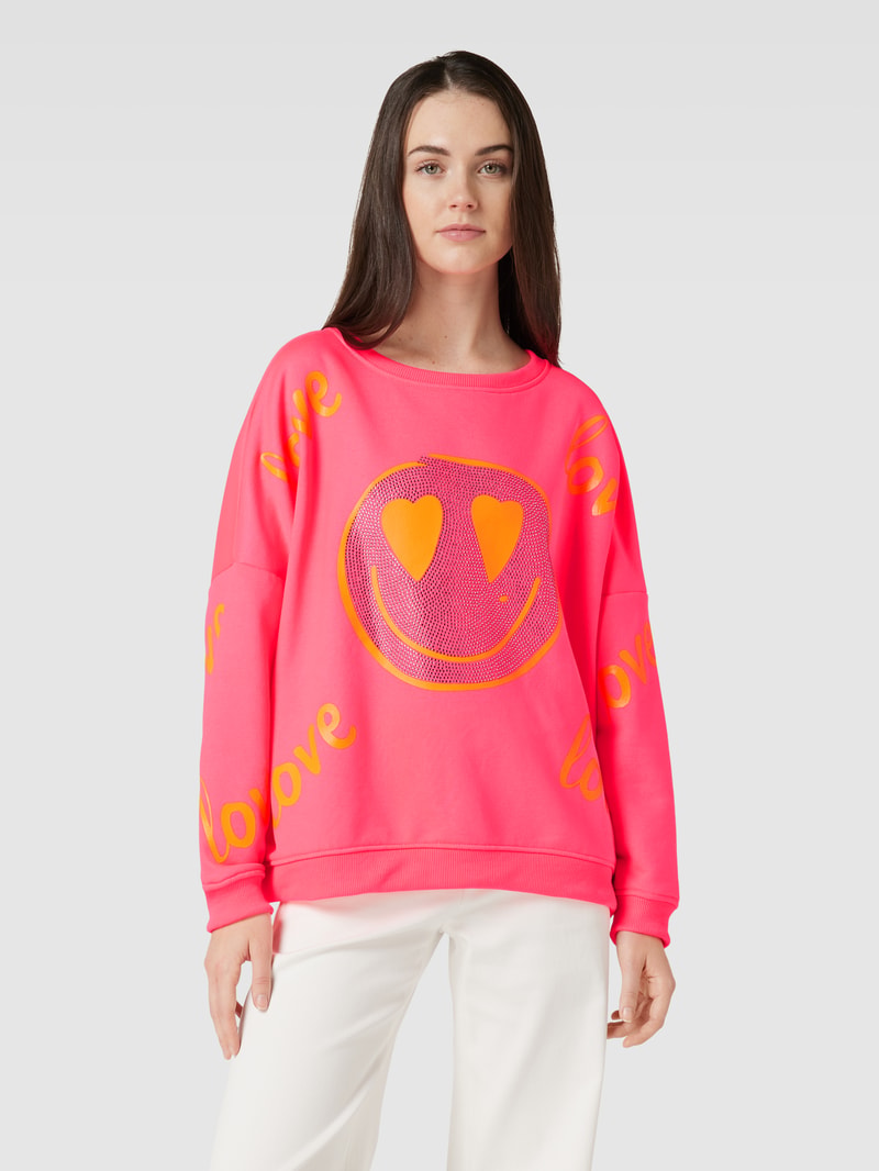 Sweatshirt mit Motiv-Print Modell 'LOVE HARDFACE' in pink