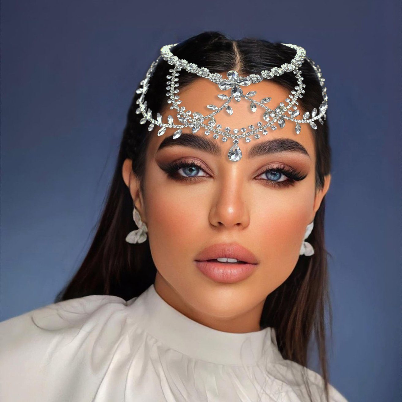 HOHEA H Haarband Kristall-Stirnband, Hochzeits-Haarschmuck, Braut-Haarschmuck, 1-tlg., Silberner Haarschmuck, Brauthaarnadeln, Kristallkrone, Silberne Haaraccessoires sind elegante Haaraccessoires für Frauen
