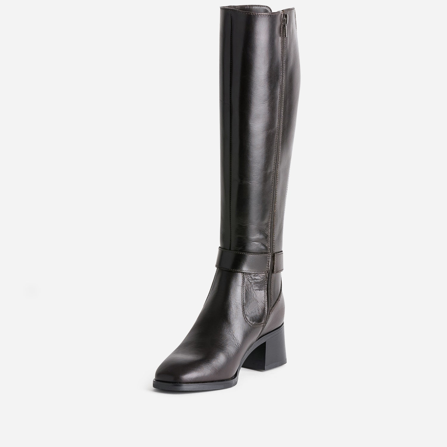 Botte marron foncé cuir avec bride