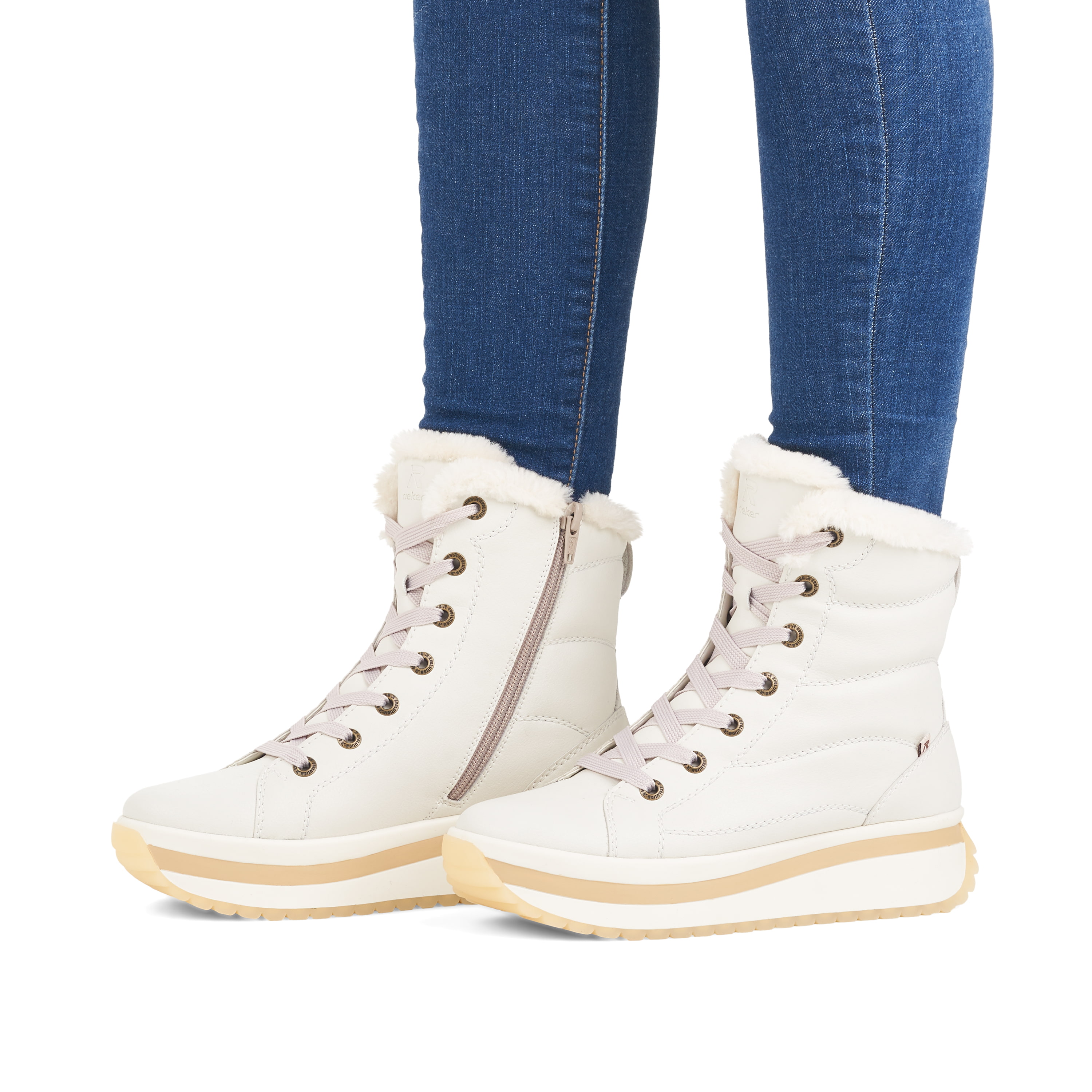 Rieker Damen Schnürstiefel frost white