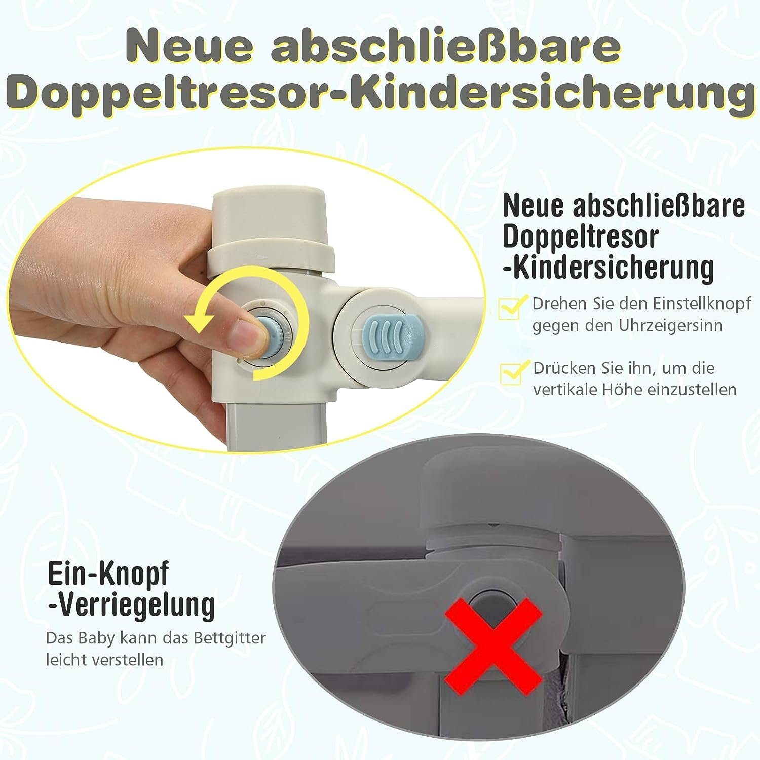 KOMFOTTEU Bettschutzgitter Babybettgitter, für Matratzen 5-30 cm