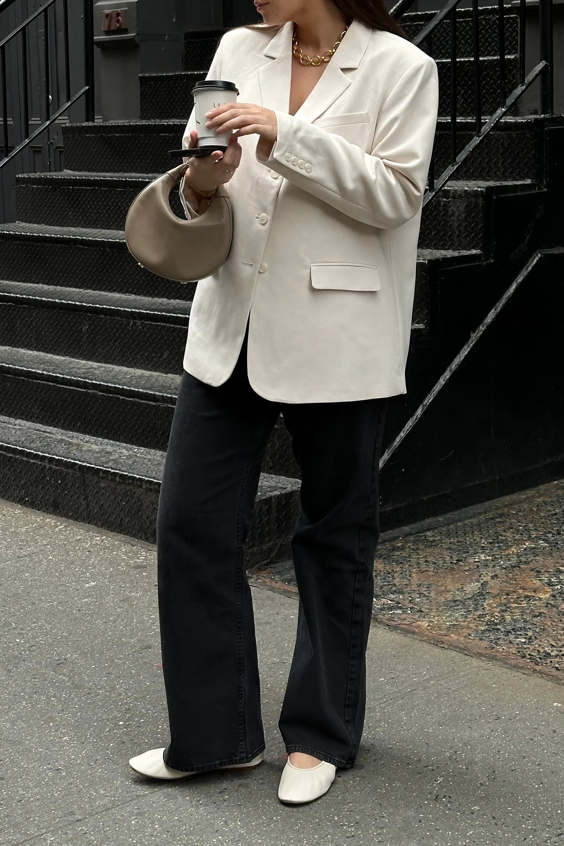 Oversize-Blazer mit drei Knöpfen