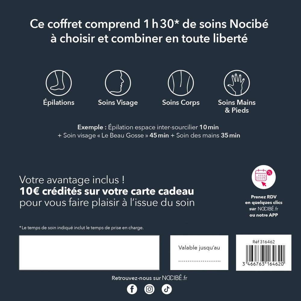 Nocibé Coffret Institut Soin à Composer Soin homme d'1h30 à composer librement