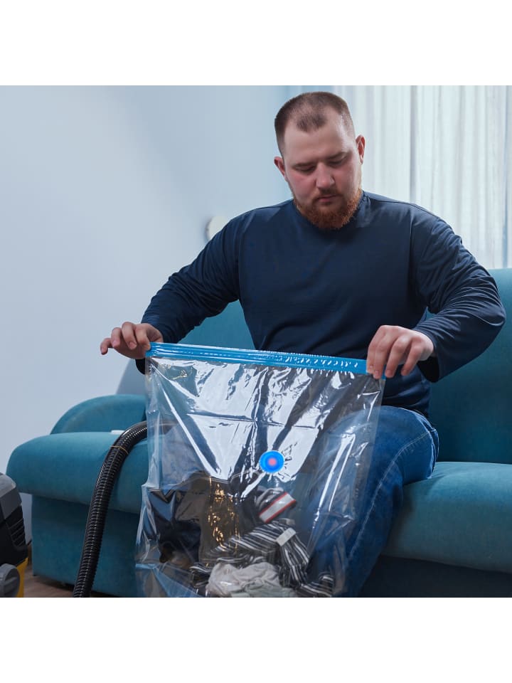 relaxdays 15 x Vakuumbeutel für Kleidung in Transparent/ Blau günstig kaufen onesize