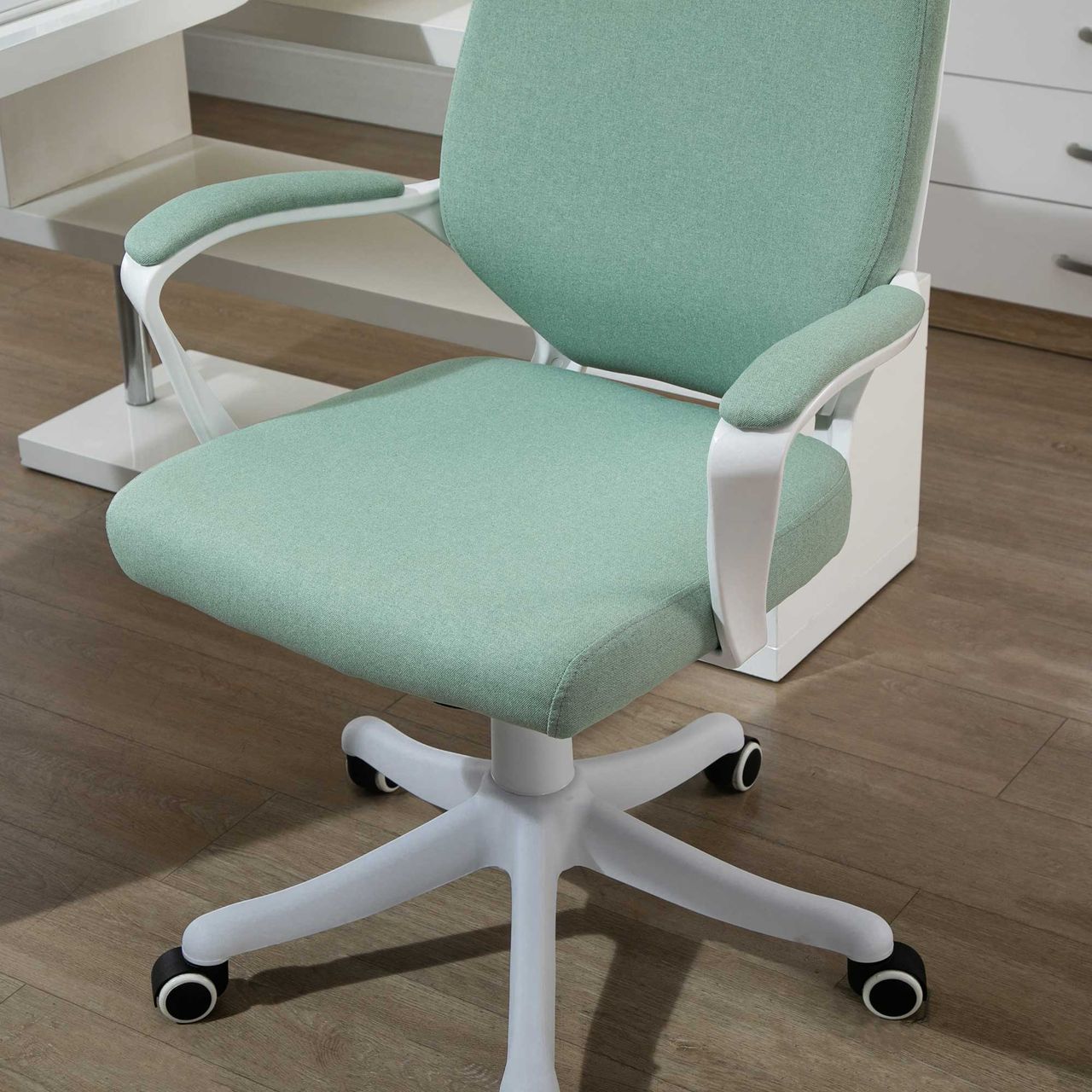 Vinsetto Bürostuhl Schreibtischstuhl Home-Office-Stuhl Grün Weiß 62x69x92-100cm