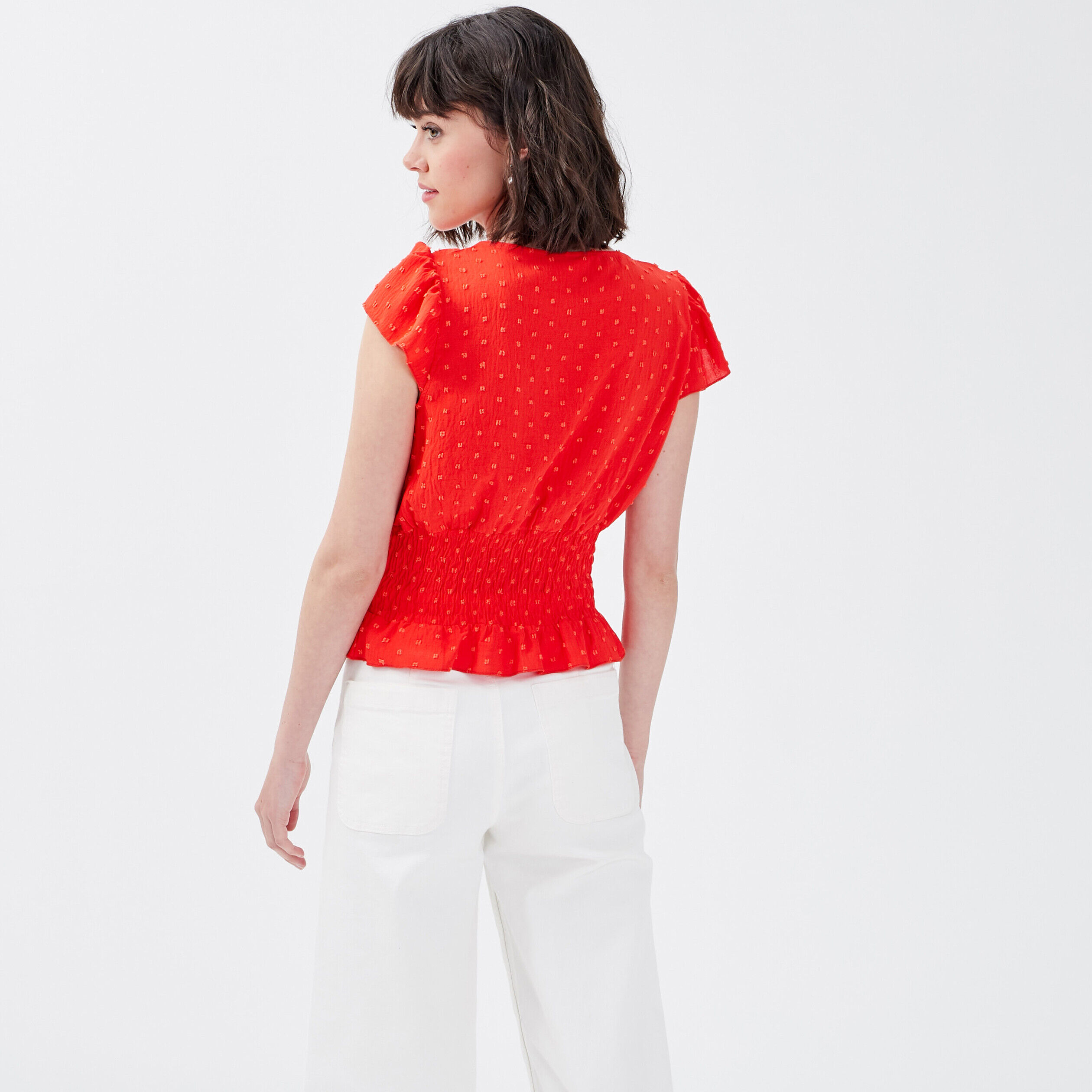 Blouse manches courtes orange femme | Cache Cache