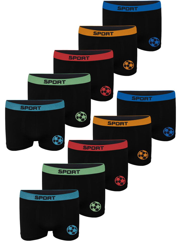 LOREZA 10er Set Jungen Boxershorts - Fussball - Bunt günstig kaufen 158/170