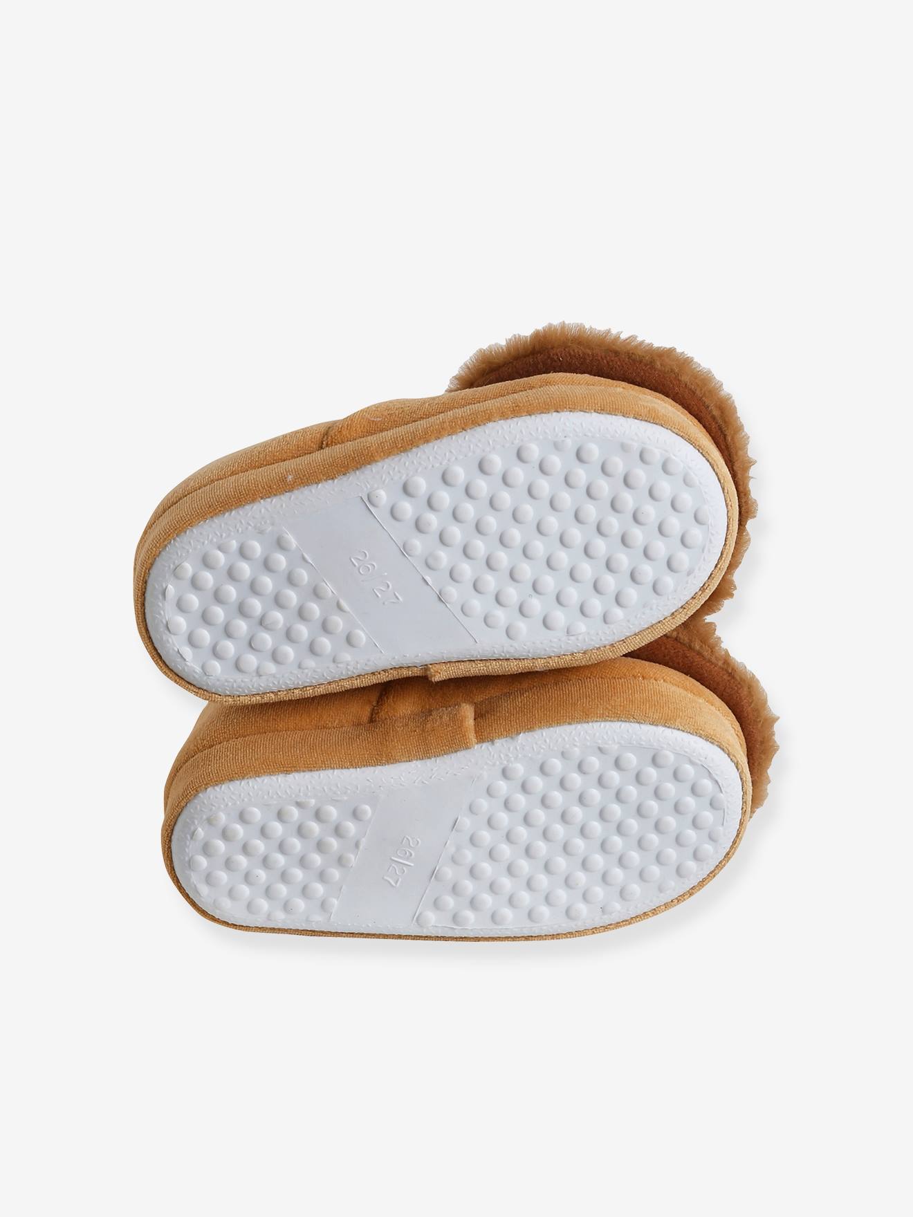 Chaussons intérieur velours enfant lion cappuccino