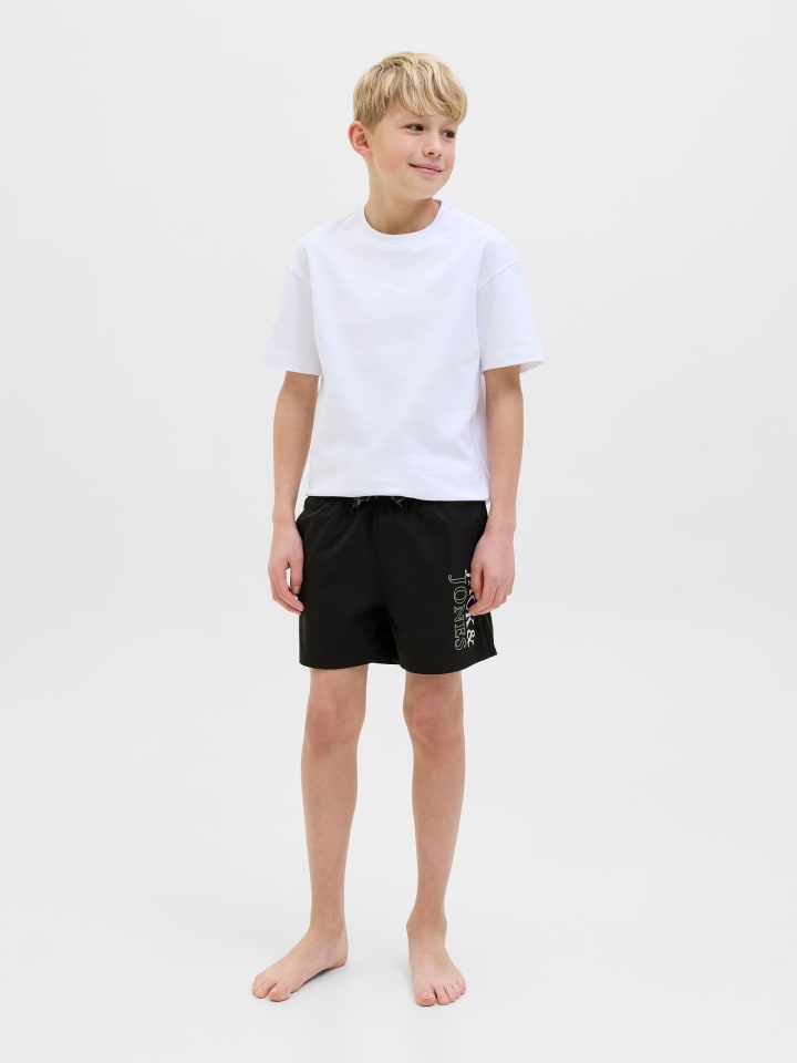 JACK & JONES Junior Badeshorts  JPSTMAUI JJSWIM DOUBLE LOGO JNR in black günstig kaufen