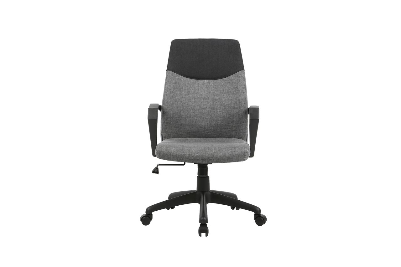 byLiving EDGY Chefsessel, Kunststoff schwarz, Webstoffbezug grau Absatz schwarz