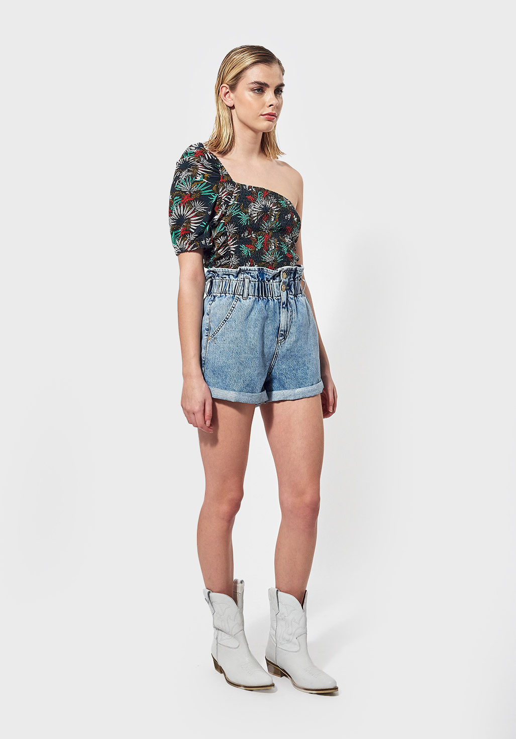 LIMA  Short en jean mom Femme bleu délavé en 100% coton